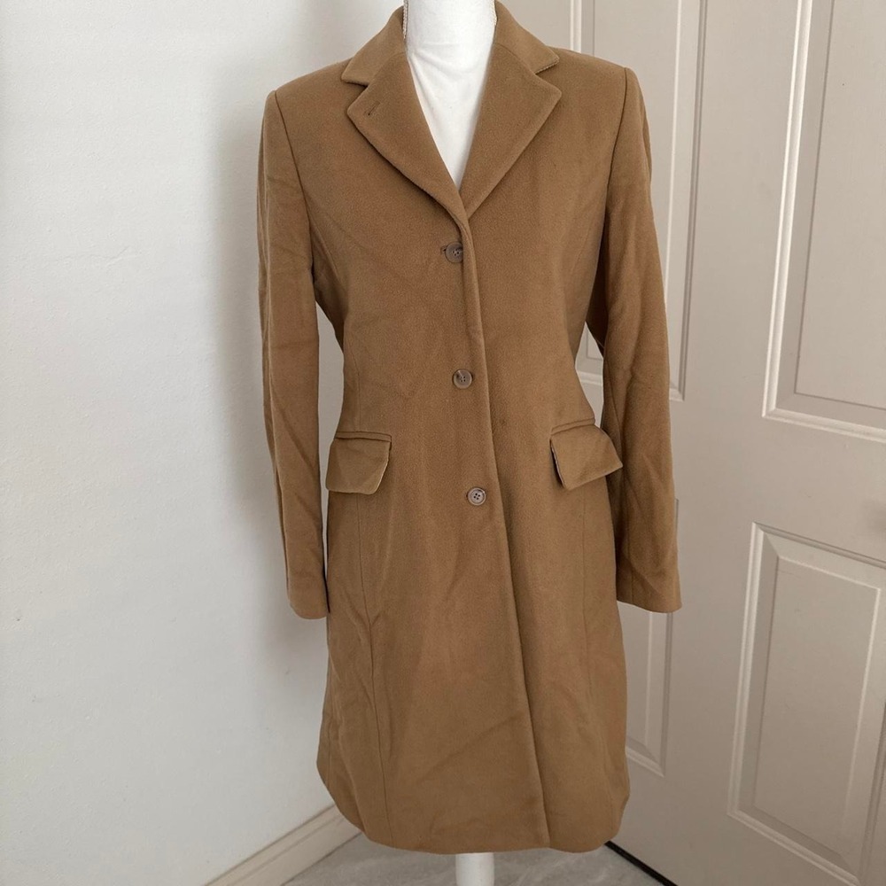 J.Crew Coat Womens Camel Wool Cashmere Lined 3 Button Topcoat Back Vent